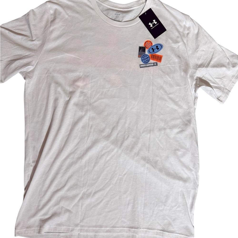 Under Armour White Tee Global Sticker SS Size XL